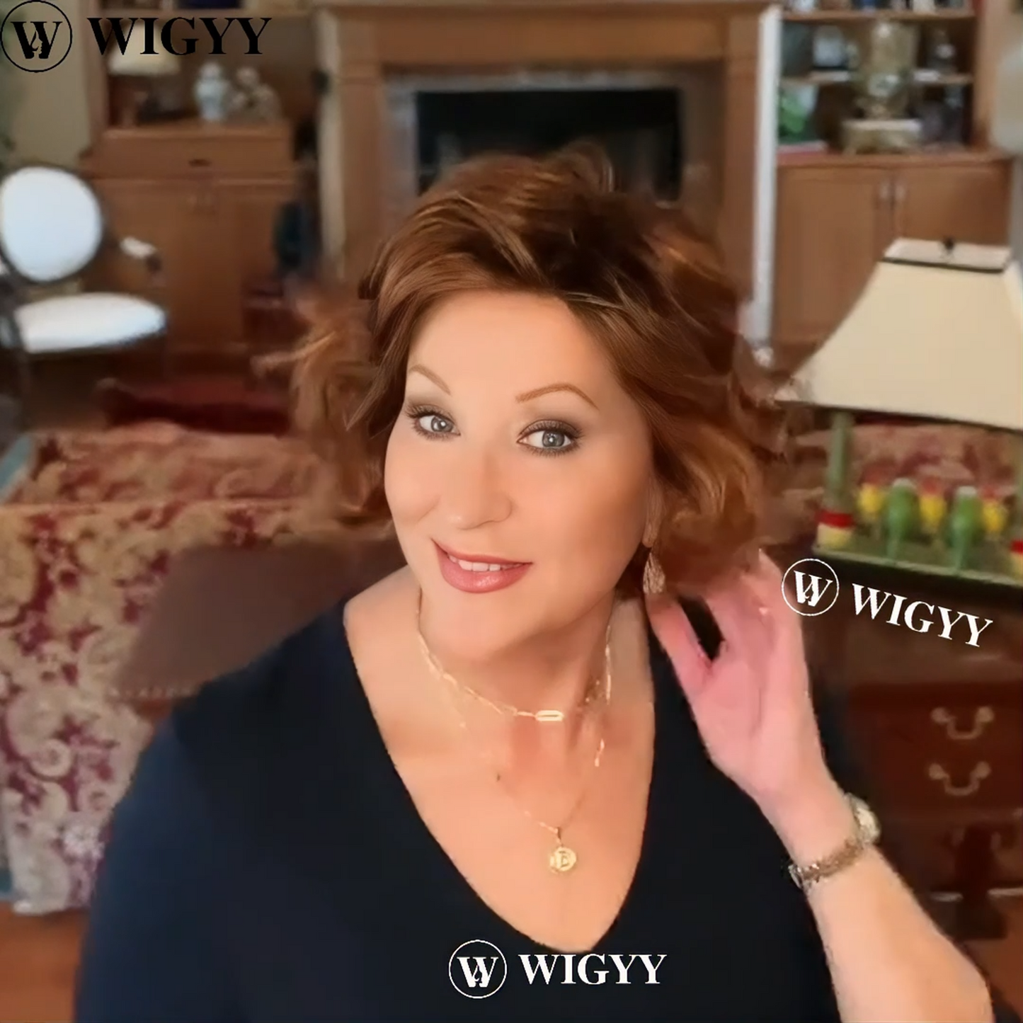 Wigyy Auburn Curly Bob Wigs