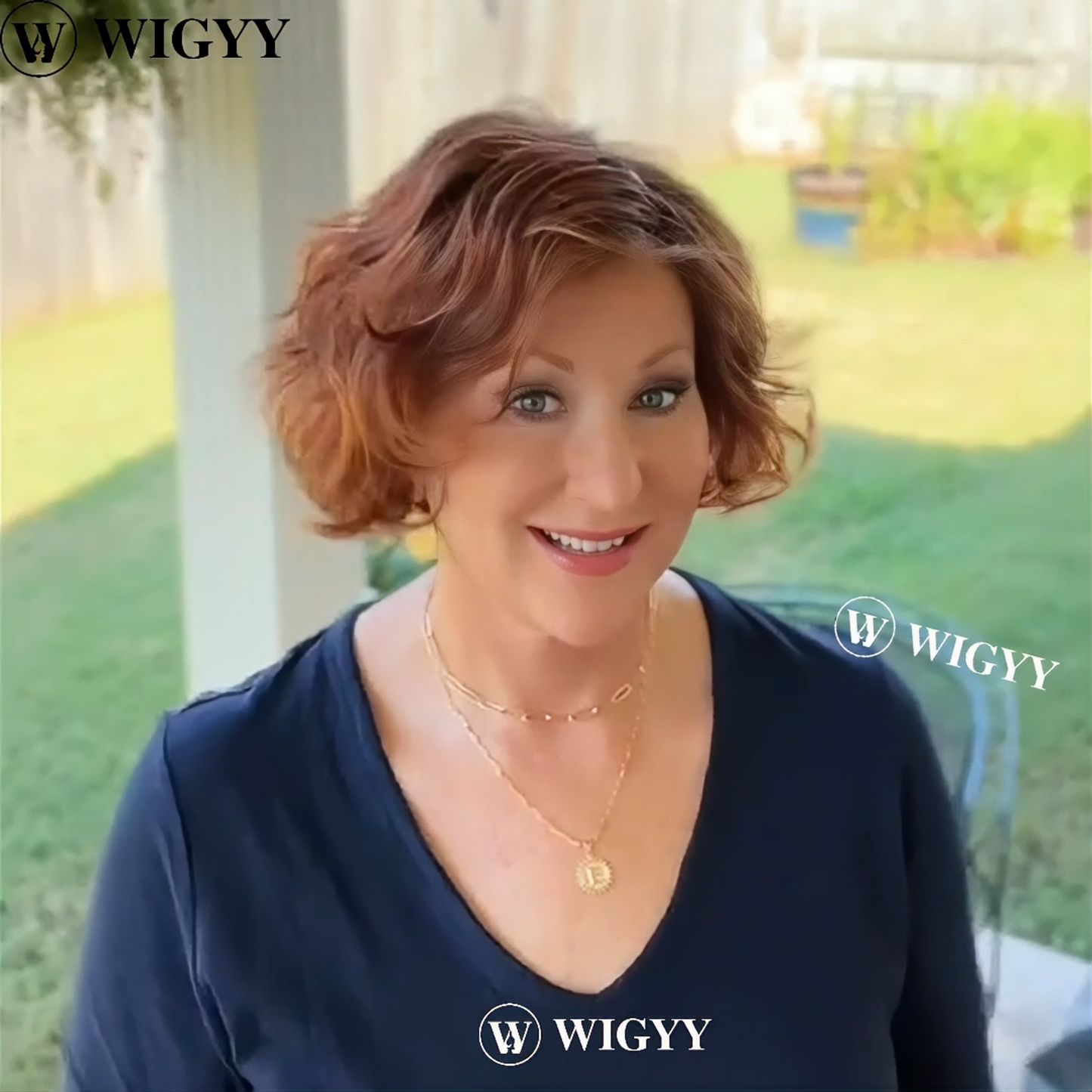 Wigyy Auburn Curly Bob Wigs