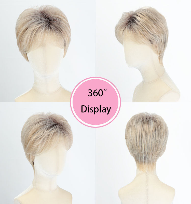 Tamsin - Short Ombre Blonde Pixie Cut Wigs