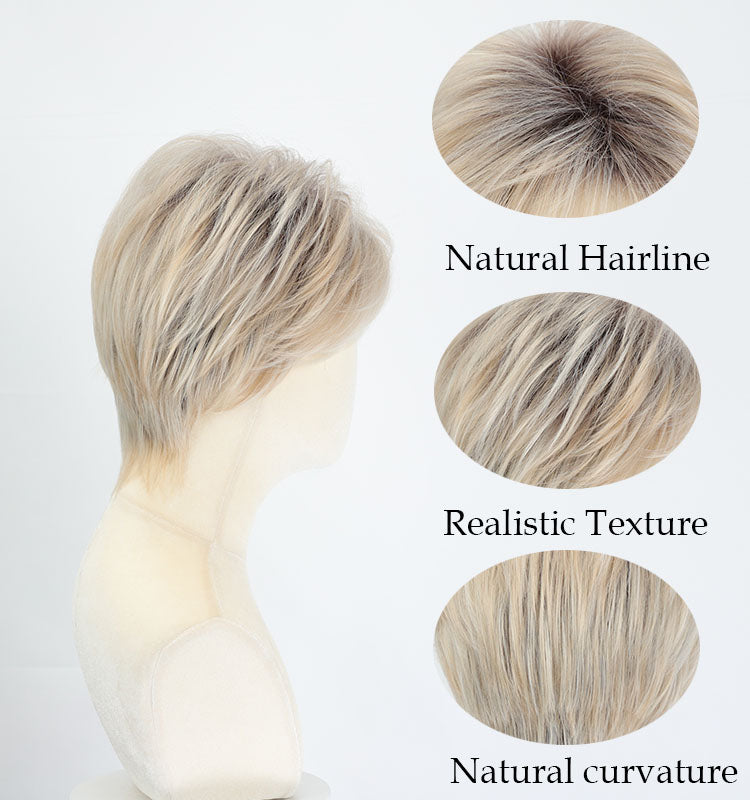 Tamsin - Short Ombre Blonde Pixie Cut Wigs
