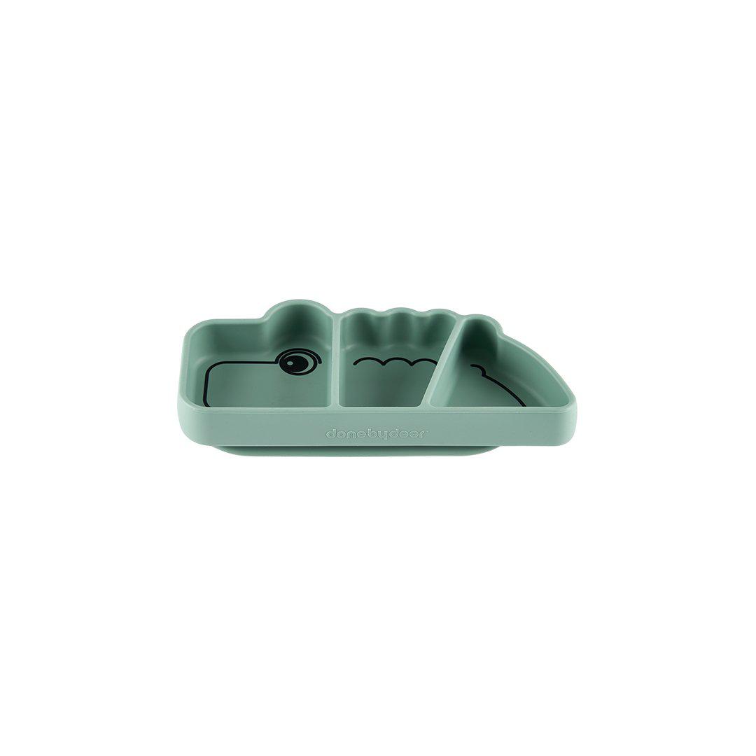 Done by Deer Silicone Stick & Stay Snack Plate - Croco - Green
